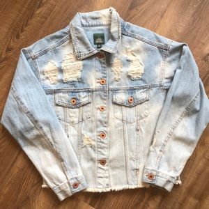 Ripped ombré jean jacket